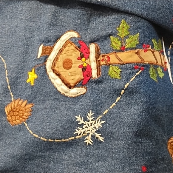 NorthCrest Winter Denim Barn Coat Chore Jacket Embroidery Appliques 26/28 - Picture 5 of 12